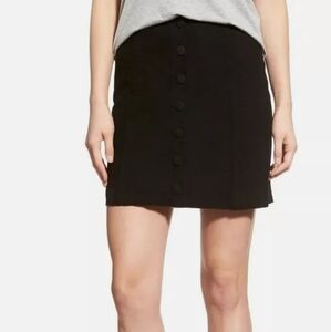 Large NWOT suede leather Paige black button front mini skirt